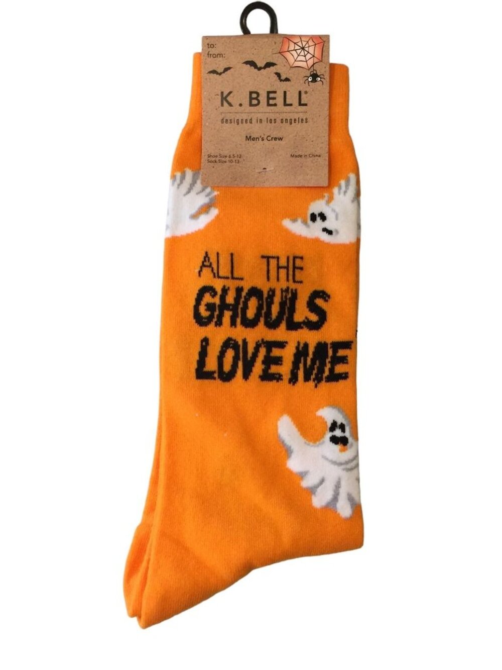 ALL THE GHOULS LOVE ME Men's Halloween Crew Socks Size 10-13 K. Bell